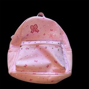 Pink Coquette Bow CottageCore Pink embroidered with butterfly backpack